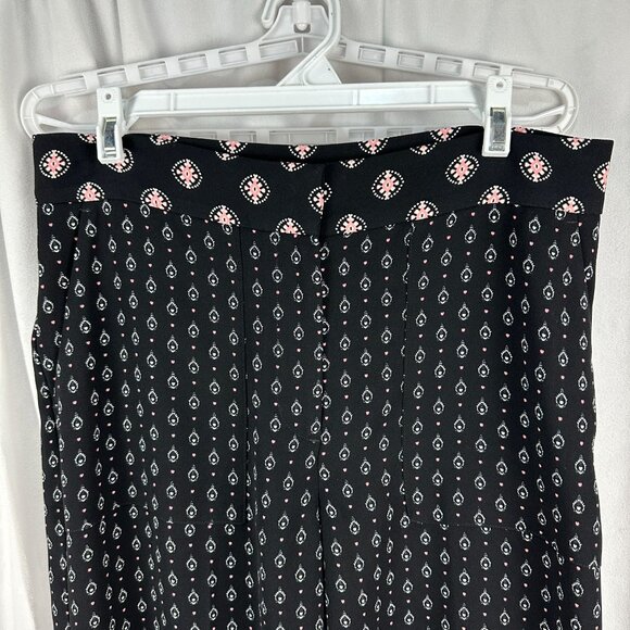 LOFT Womens Black & Pink Patterned Wide-Leg Pants Size 6 - Picture 2 of 6